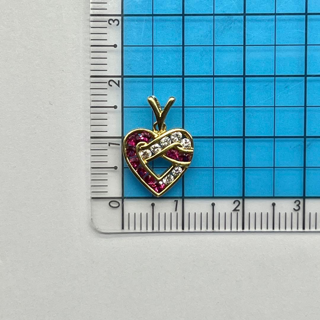 K18 ハートモチーフ ルビー ペンダントトップ