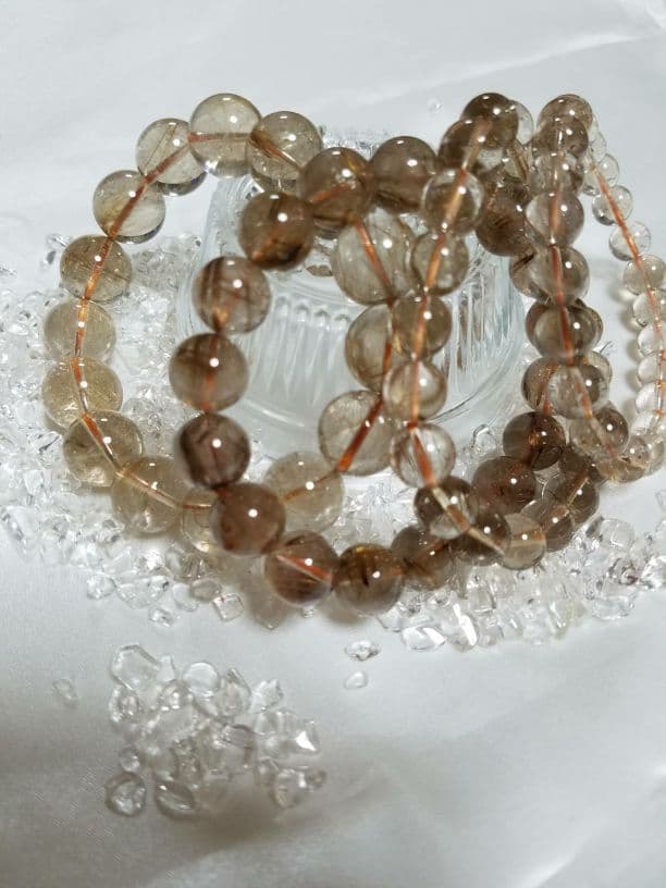 天然石　スモーキールチルクォーツ　16ミリ珠　ブレス