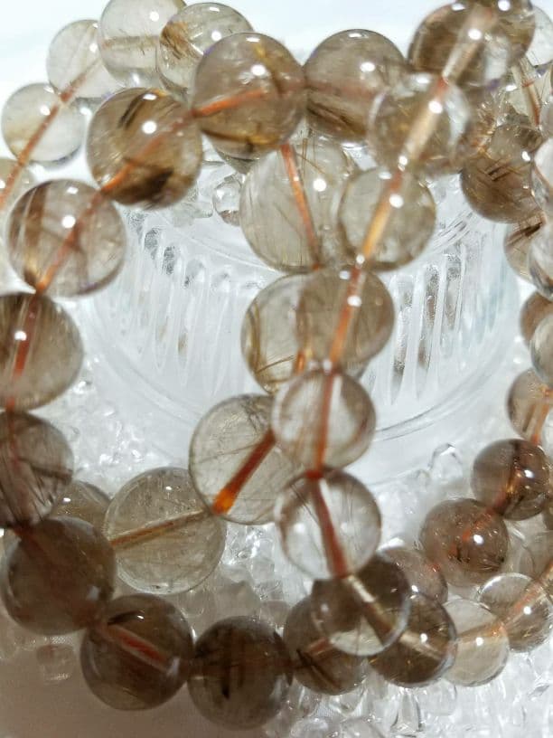天然石　スモーキールチルクォーツ　16ミリ珠　ブレス