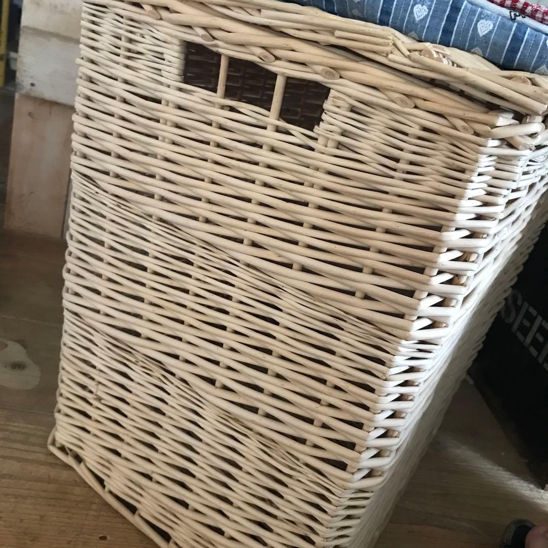 カゴバスケット(手作りビンテージ布付き110×102cm)