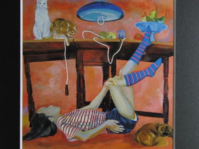 鬼頭敏郎、「日曜日」、希少な画集より、 新品高級額装付