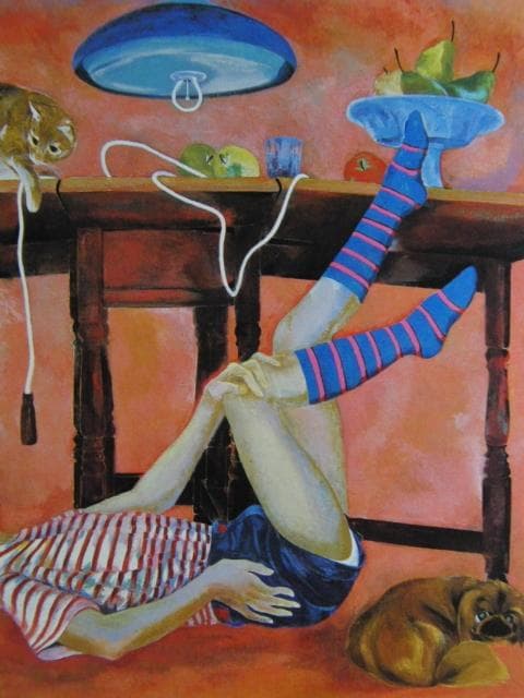 鬼頭敏郎、「日曜日」、希少な画集より、 新品高級額装付