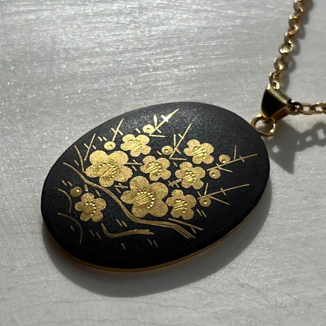 一点限り　日本製象嵌のネックレス　花咲く梅の木　ヴィンテージ