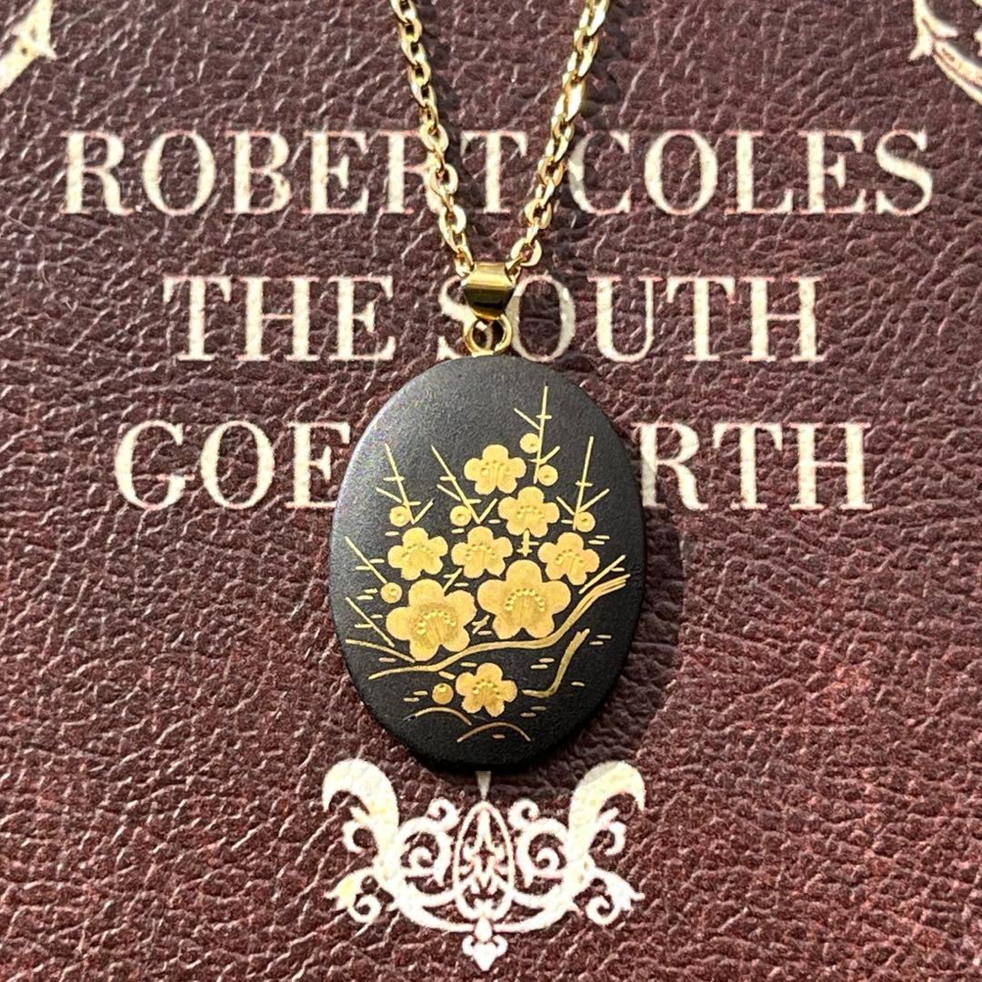 一点限り　日本製象嵌のネックレス　花咲く梅の木　ヴィンテージ