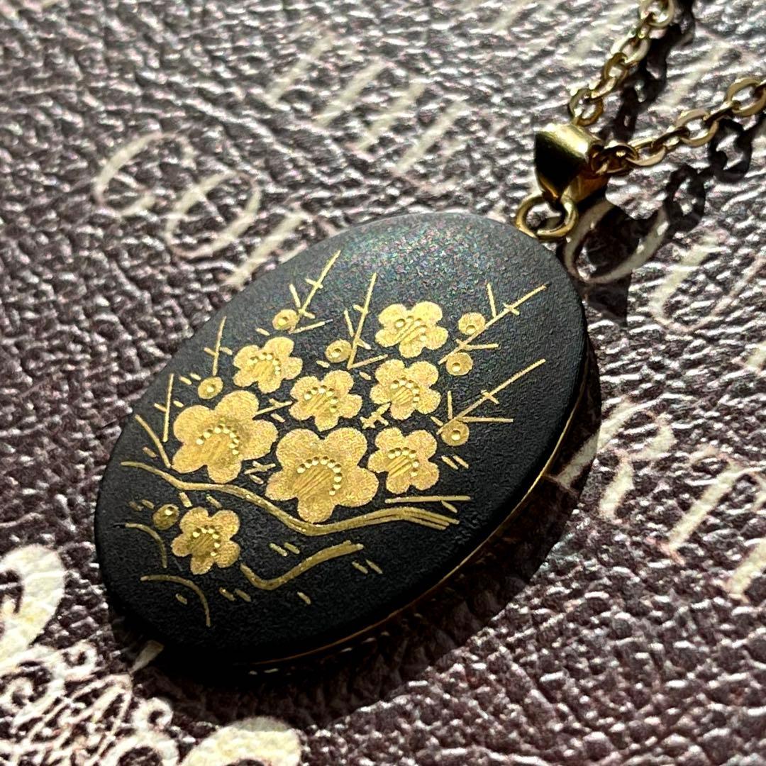 一点限り　日本製象嵌のネックレス　花咲く梅の木　ヴィンテージ