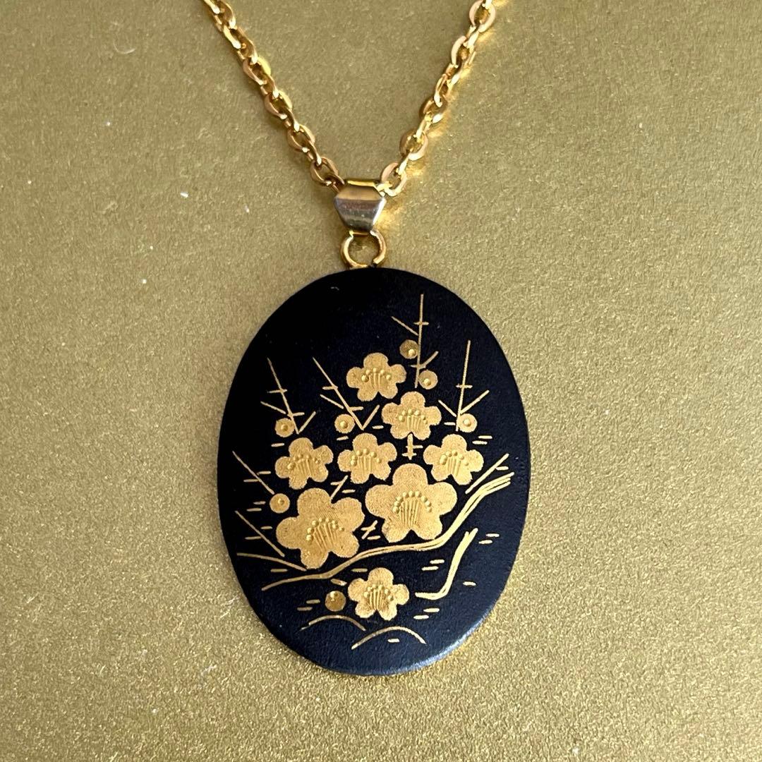 一点限り　日本製象嵌のネックレス　花咲く梅の木　ヴィンテージ