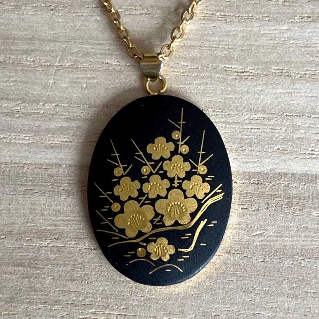 一点限り　日本製象嵌のネックレス　花咲く梅の木　ヴィンテージ