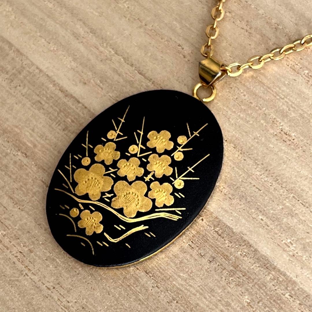 一点限り　日本製象嵌のネックレス　花咲く梅の木　ヴィンテージ