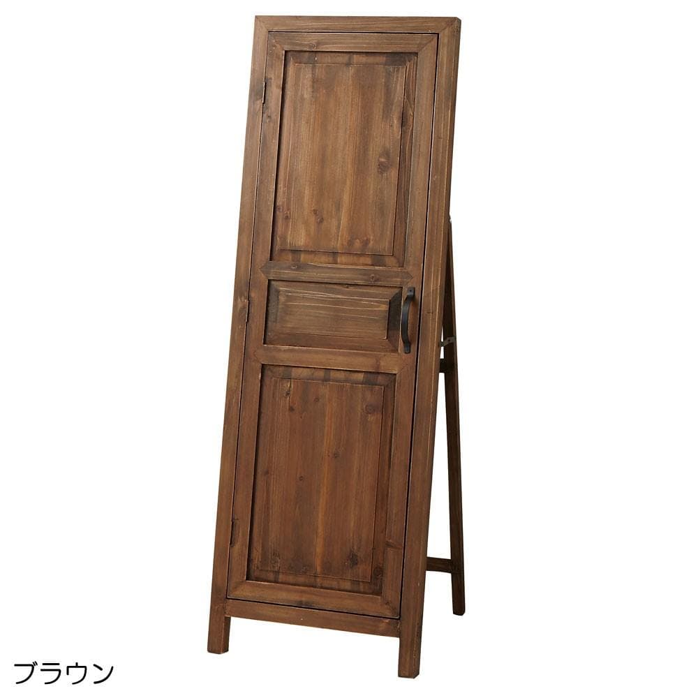 ドア型ミラー☆ブラウン　ミラー　ドアミラー　スタンドミラー　壁掛け　姿見　鏡