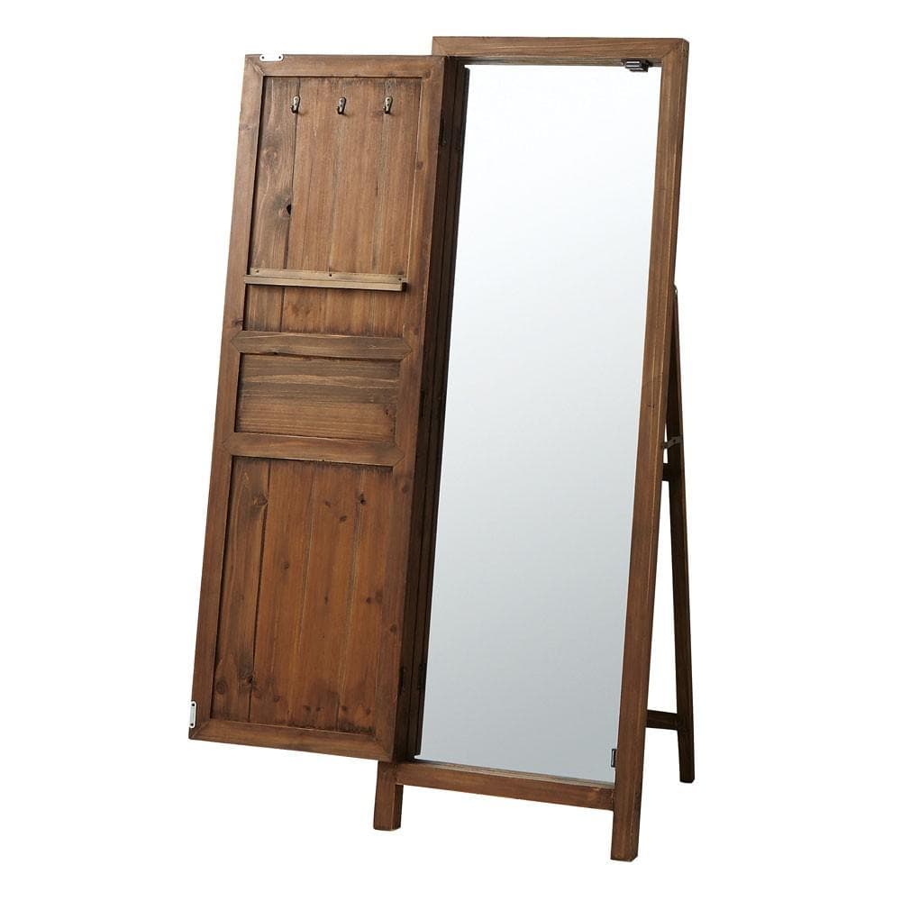 ドア型ミラー☆ブラウン　ミラー　ドアミラー　スタンドミラー　壁掛け　姿見　鏡