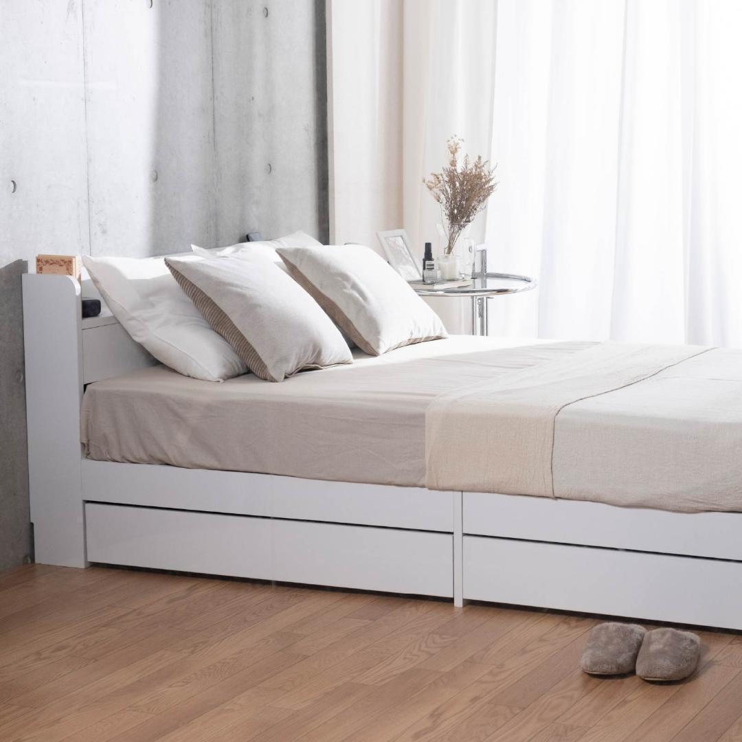 シングル ベッドフレー ム 単品 収納 ヘッド コンセント 新品送料込 MEDI