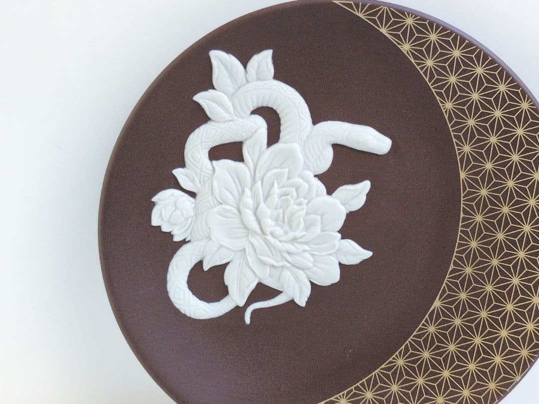 ウェッジウッド　干支トレイ　ジャスパー　ヘビ