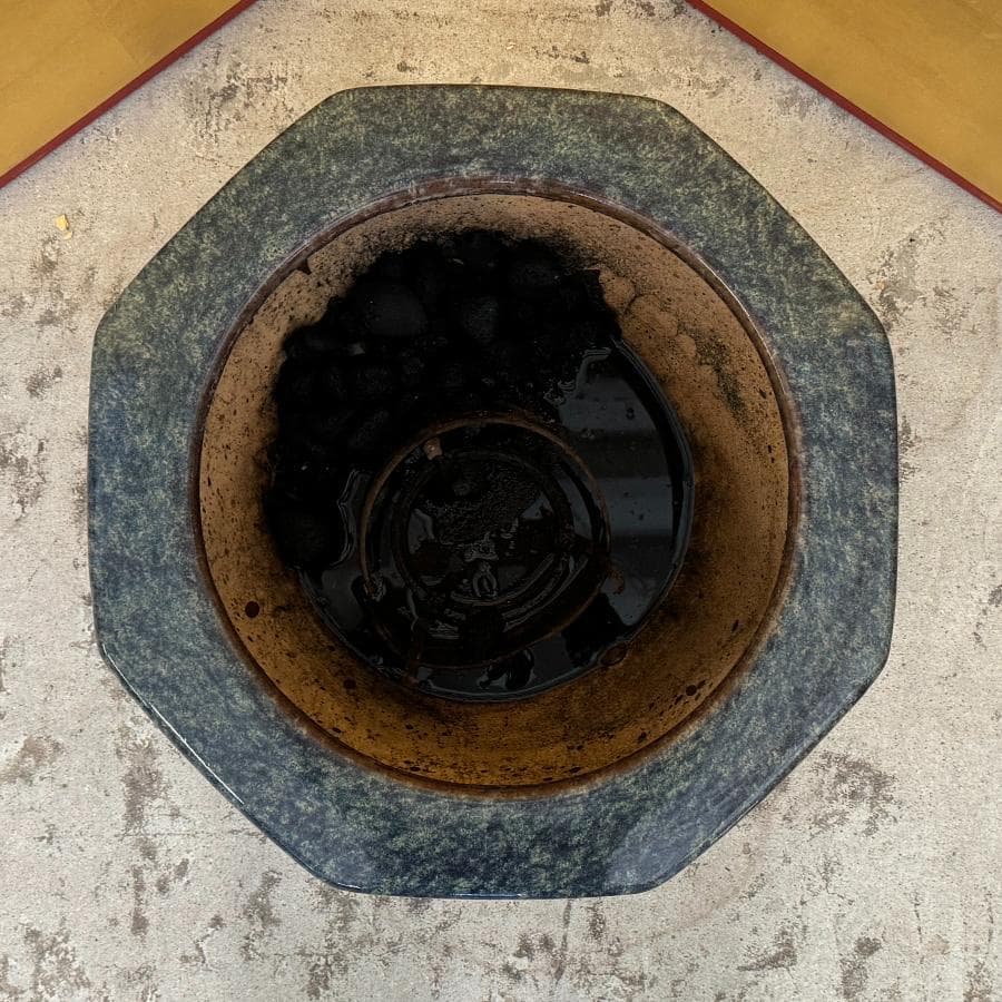 青海鼠釉 火鉢 瓶掛 手炙り施釉陶 なまこ 幅48cm 睡蓮鉢 金魚鉢 メダカ入