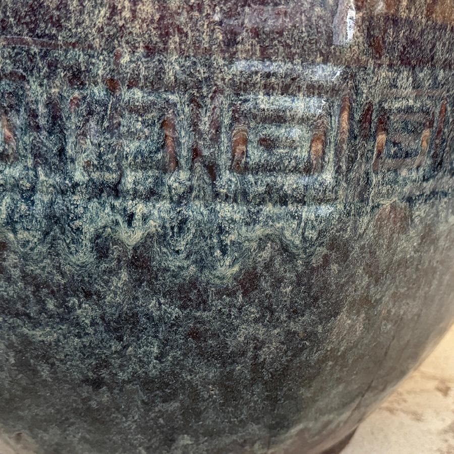 青海鼠釉 火鉢 瓶掛 手炙り施釉陶 なまこ 幅48cm 睡蓮鉢 金魚鉢 メダカ入