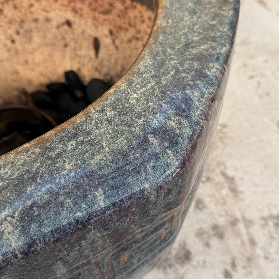 青海鼠釉 火鉢 瓶掛 手炙り施釉陶 なまこ 幅48cm 睡蓮鉢 金魚鉢 メダカ入