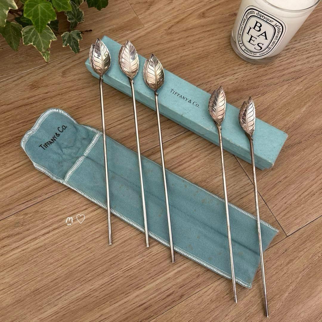 ティファニー　モヒートマドラーストロー　リーフ　シルバーカトラリー