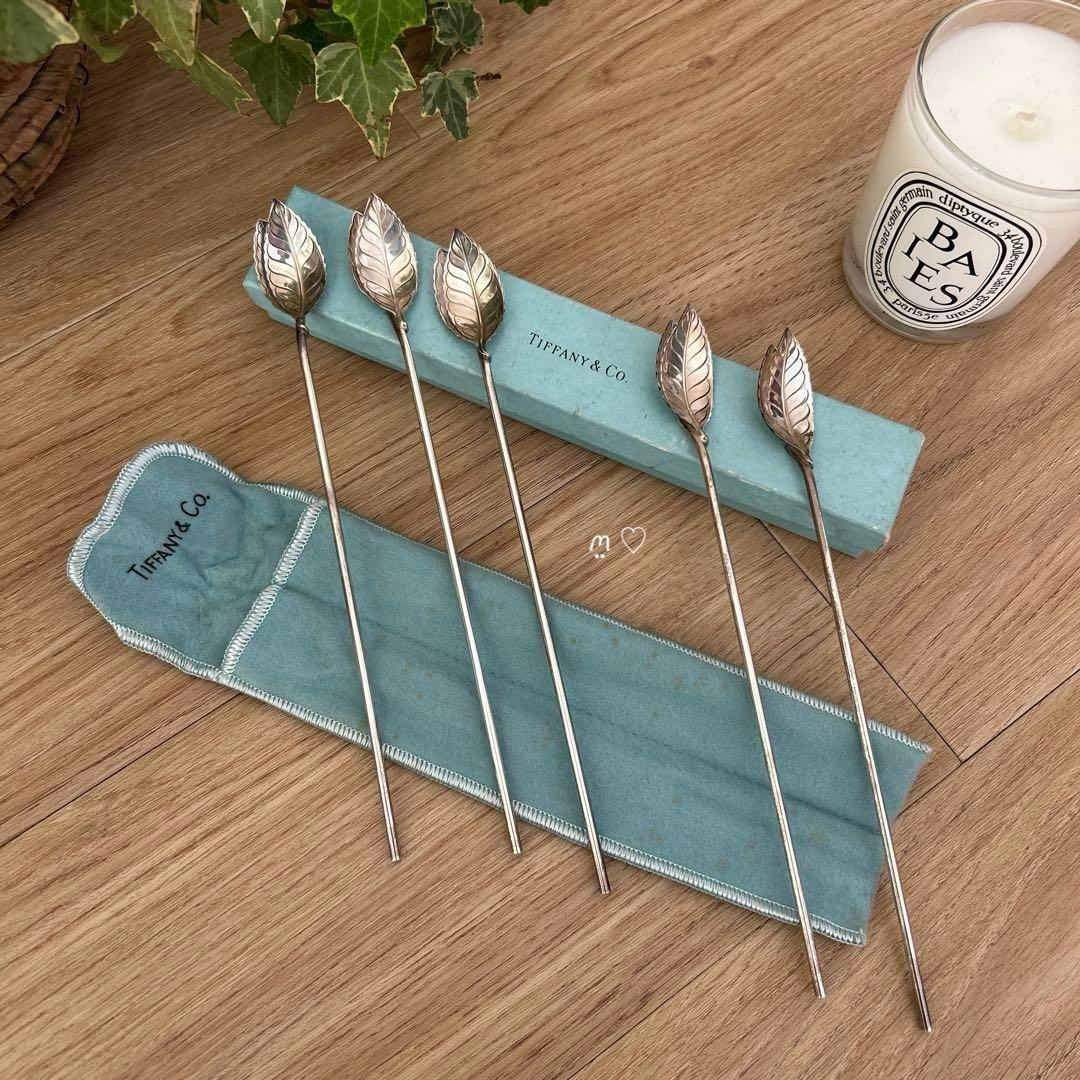 ティファニー　モヒートマドラーストロー　リーフ　シルバーカトラリー