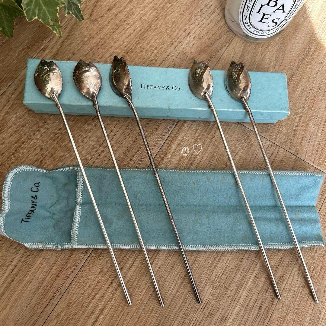 ティファニー　モヒートマドラーストロー　リーフ　シルバーカトラリー
