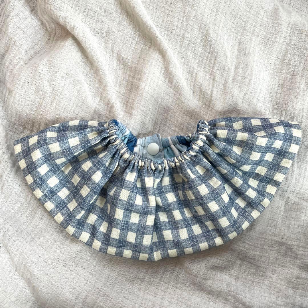 ☆青マーカーたて×デニムギンガムチェック☆ ハンドメイド スタイ