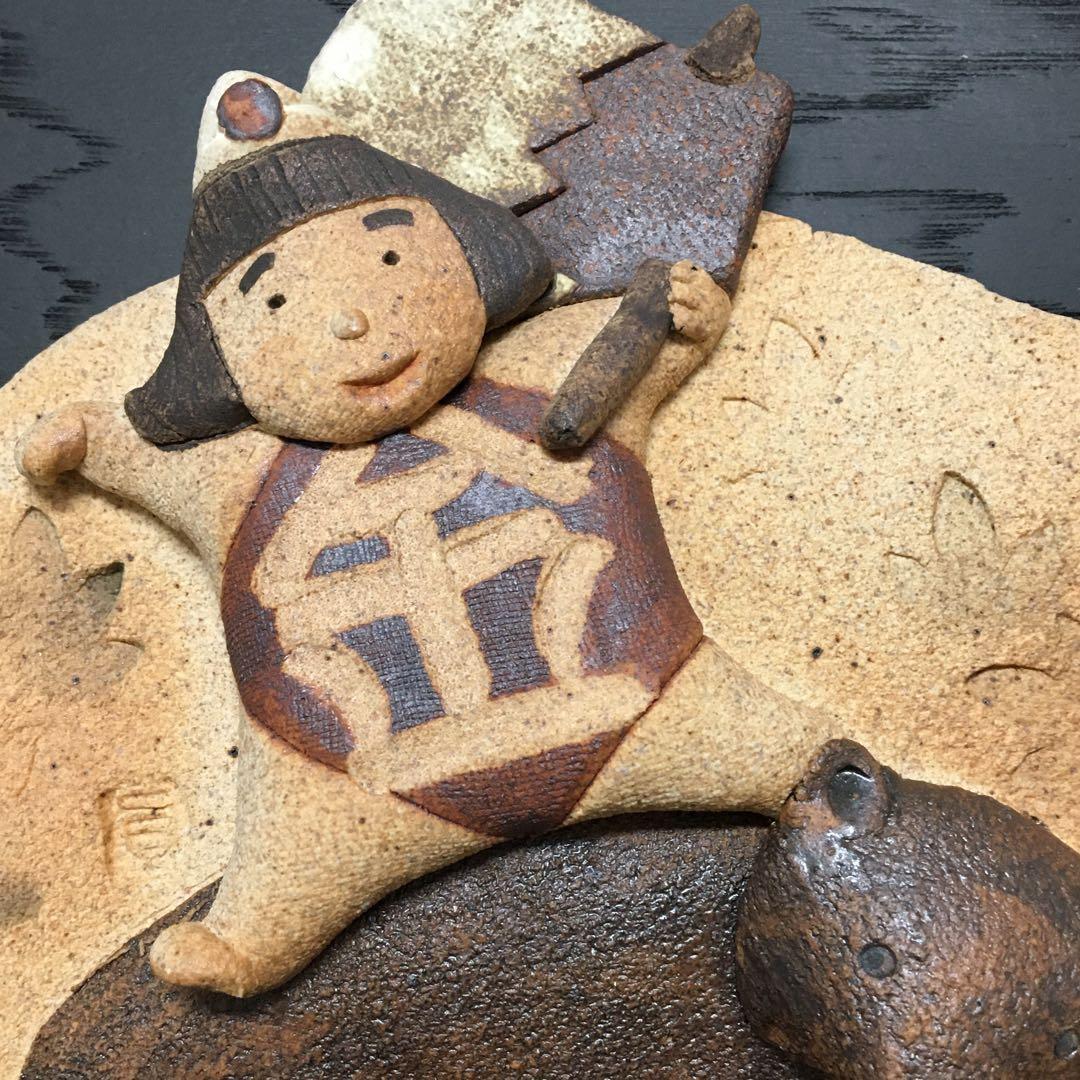 【未使用】滝上真由美 五月人形 金太郎 壁掛 陶パネル のっしのっし