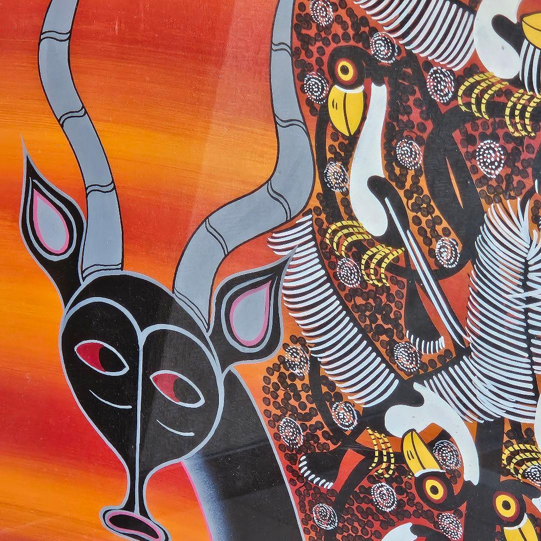 アフリカ 絵画 アート ティンガティンガ チワヤ レイヨウ 鳥 楽園 動物園