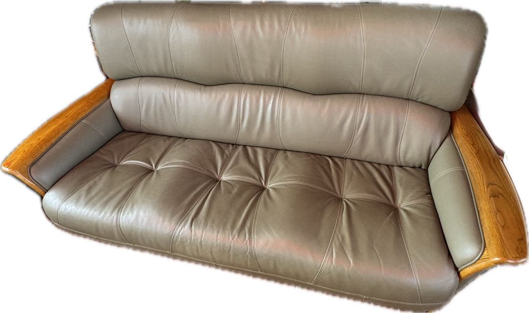 ① 浜本工芸 レザーソファ 浜本工芸 本革張りソファ ３人掛け用