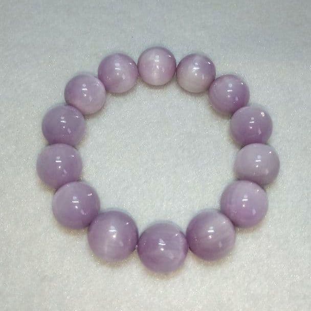 【良質,美品,大玉】キャッツアイピンククンツァイト　１６㎜　ブレスレット　恋愛