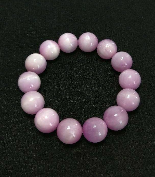 【良質,美品,大玉】キャッツアイピンククンツァイト　１６㎜　ブレスレット　恋愛