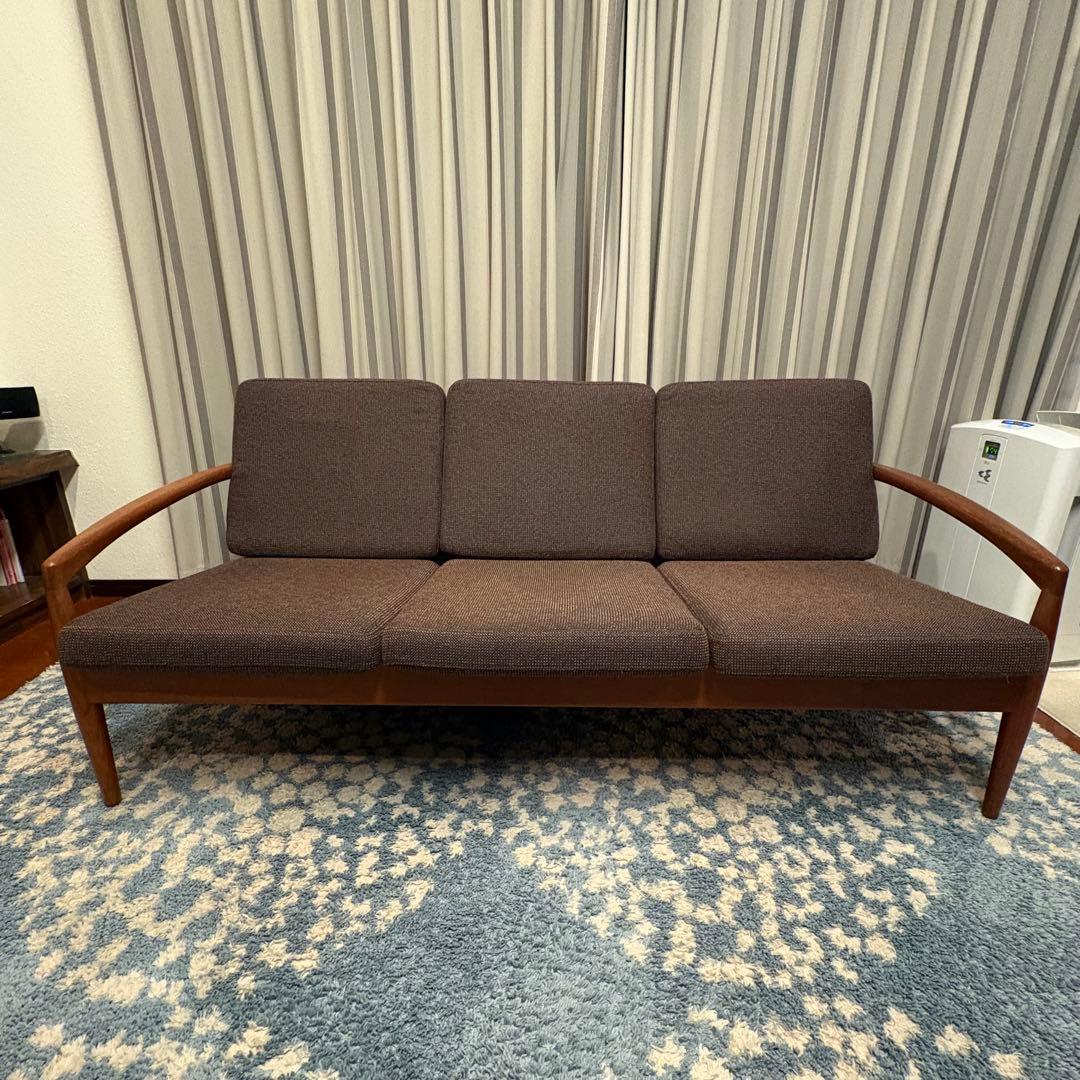 ペーパーナイフソファ　カイ クリスチャンセン　3人掛け　チーク材　宮崎椅子製作所