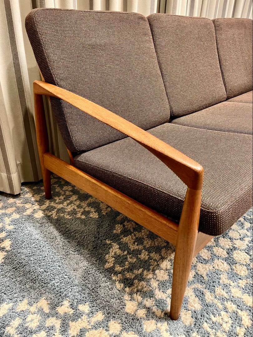 ペーパーナイフソファ　カイ クリスチャンセン　3人掛け　チーク材　宮崎椅子製作所