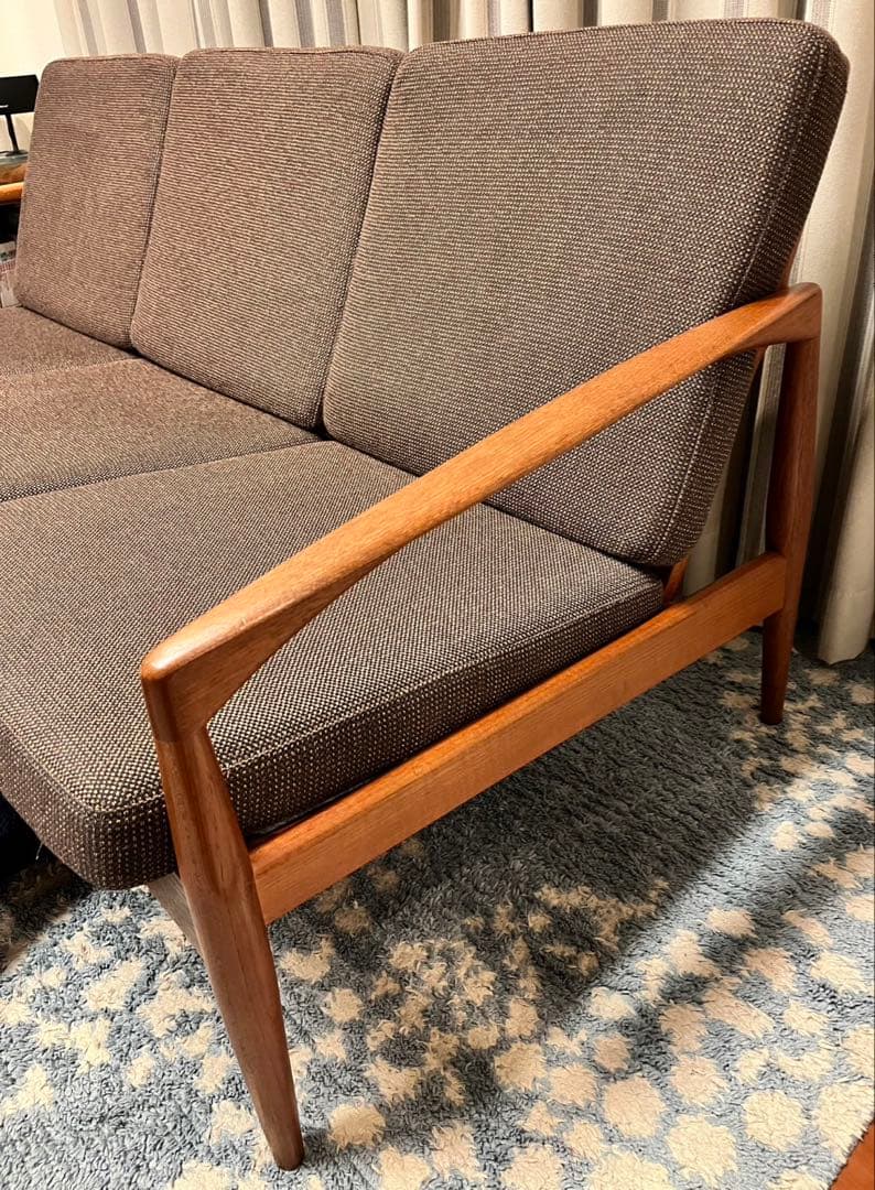 ペーパーナイフソファ　カイ クリスチャンセン　3人掛け　チーク材　宮崎椅子製作所