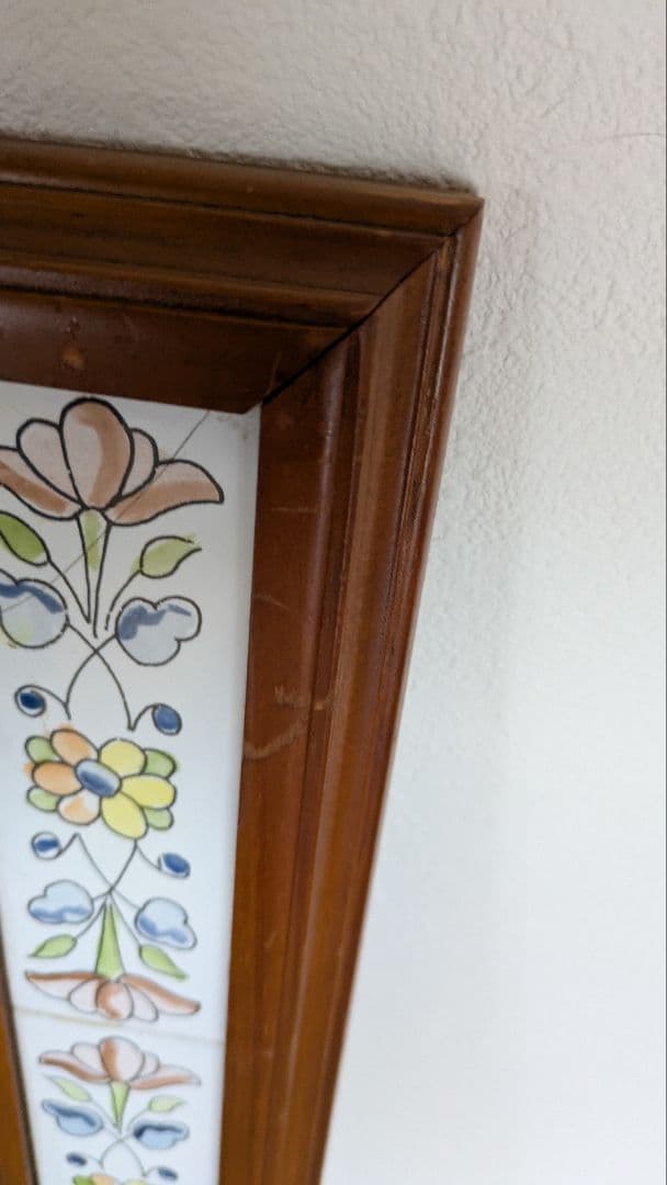 ウォールミラー スペイン製タイル貼り　カントリー調　鏡　壁掛け