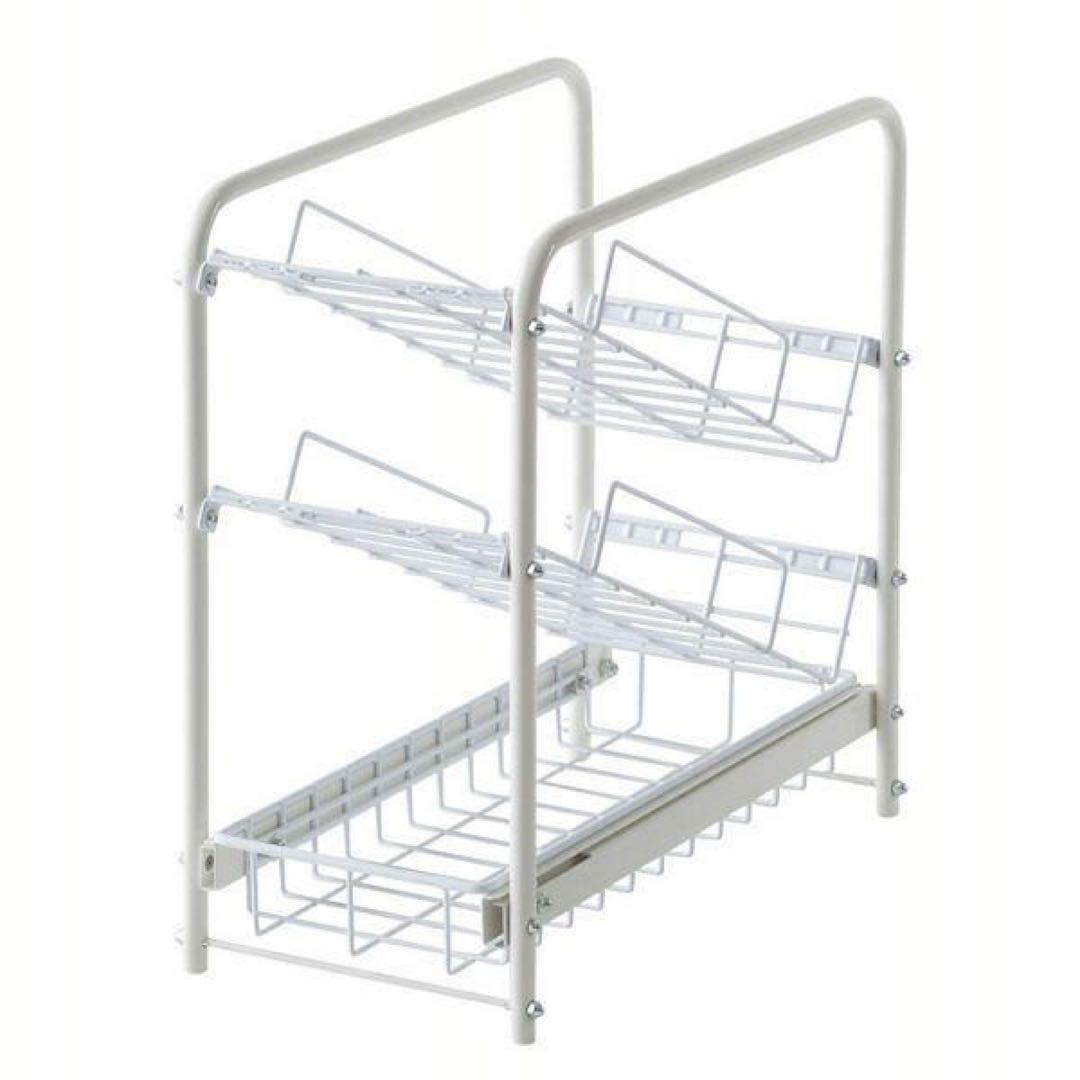 幅約21.5ｃｍ　ボトルラック 燕三条で作る頑丈シンク下スライドラック［日本製］