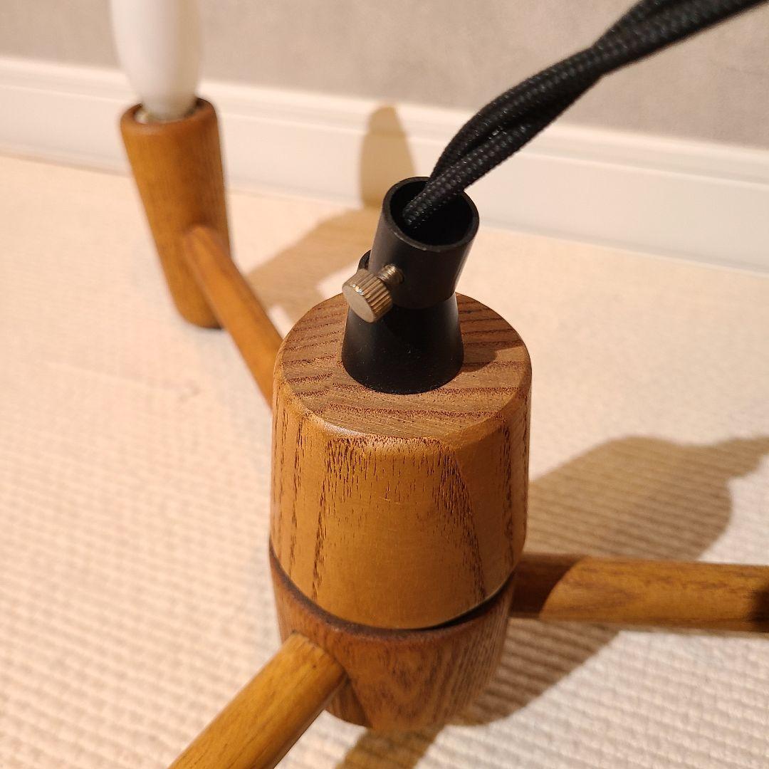 モモナチュラル　ペンダントライト　木製シャンデリア型　照明　タモ材