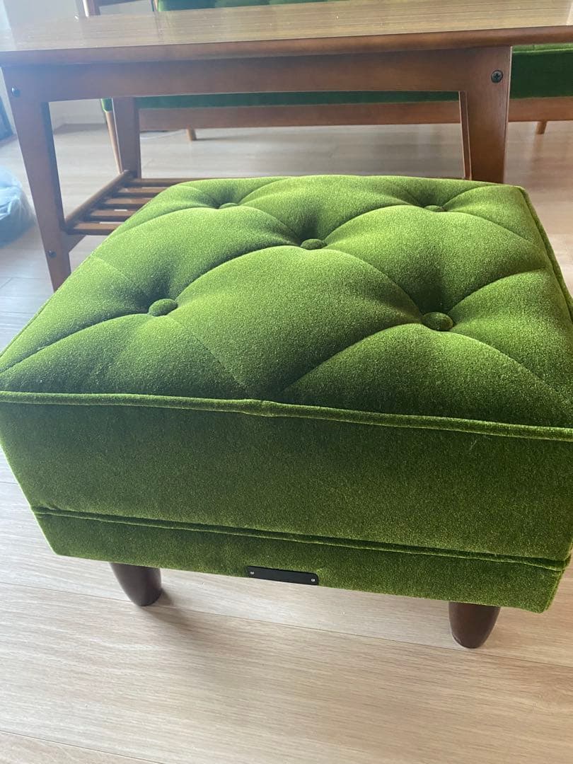 美品 値下げ【カリモク60】オットマン X36206 モケットグリーン
