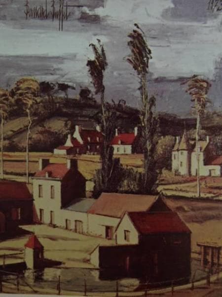 ベルナール・ビュッフェ、ロシュポー近郊、希少画集画、新品額付