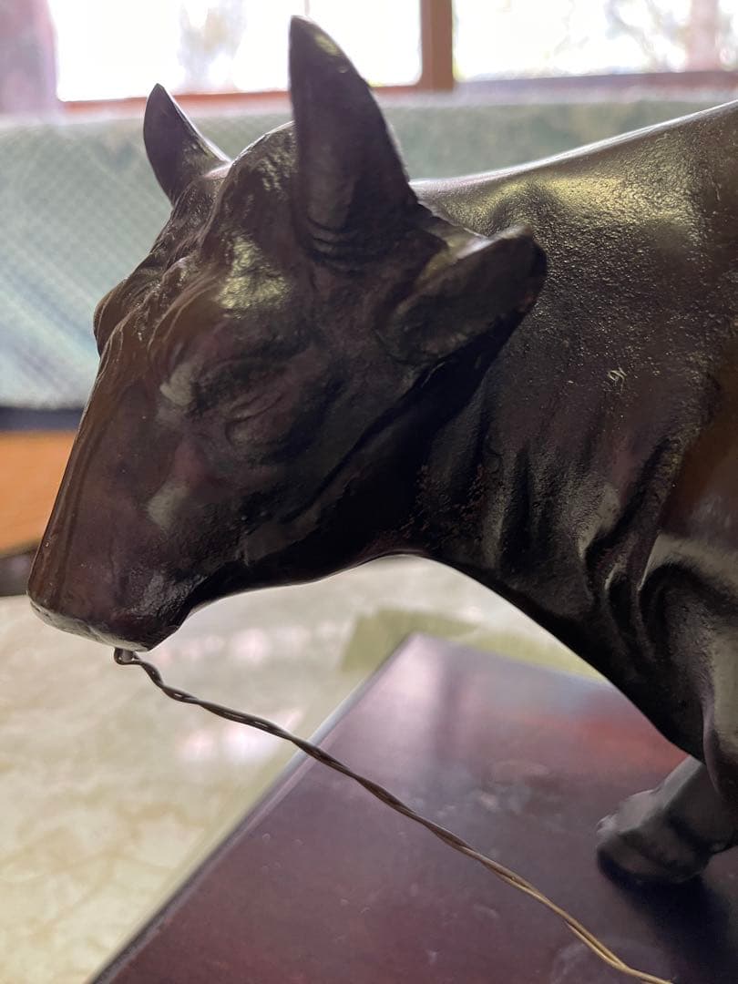 アンティーク品/立牛童子高岡銅器 台座付き送料無料（擦れや籠サビあり）⭐️大特価中