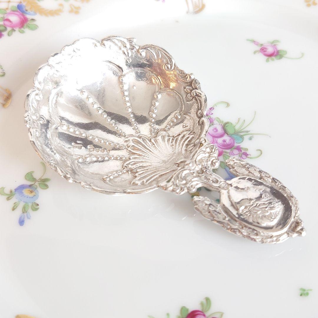 イギリス　ボンボンスプーン　キャディースプーン　純銀　アンティーク　銀製　32g