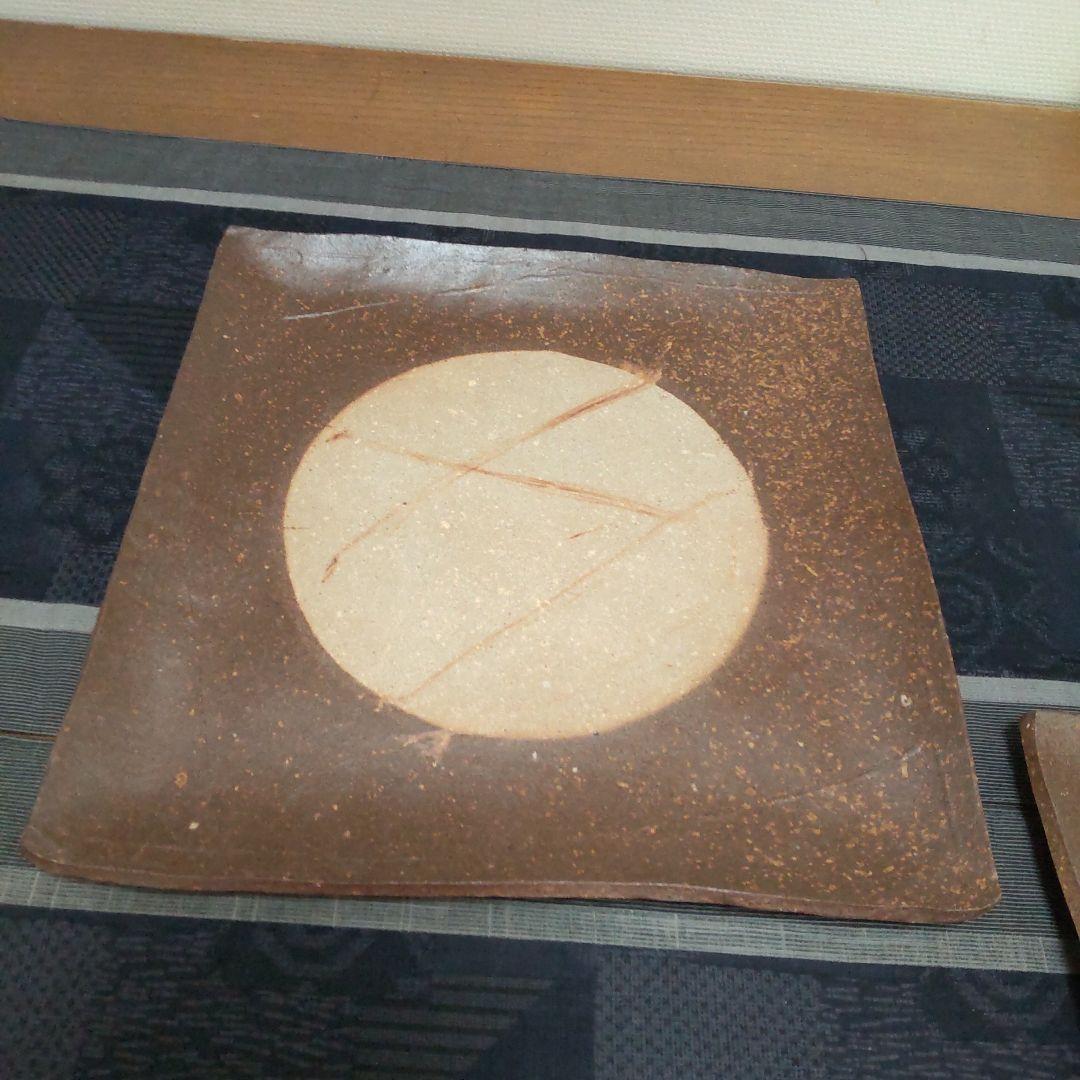渋い四方皿 2枚 備前焼 C