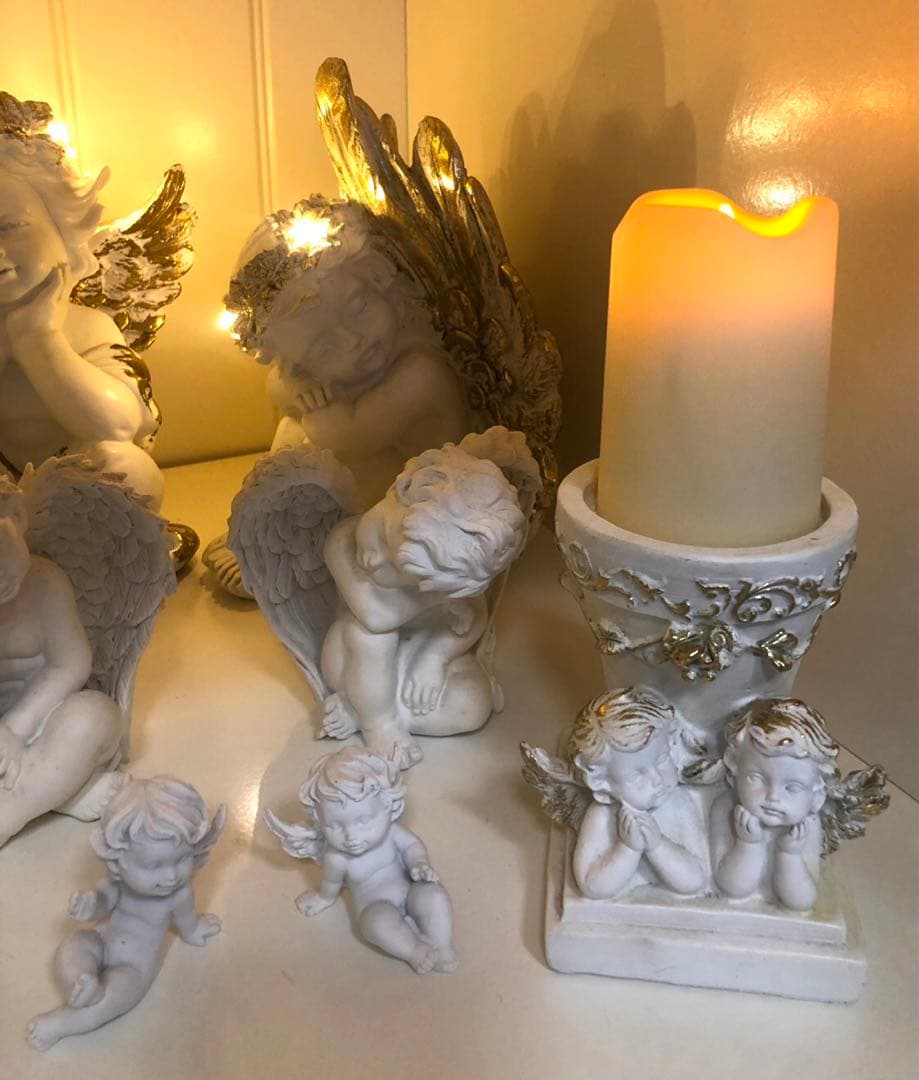 光る天使 ライト付き他、画像の11点セット 置物 オーナメント エンジェル