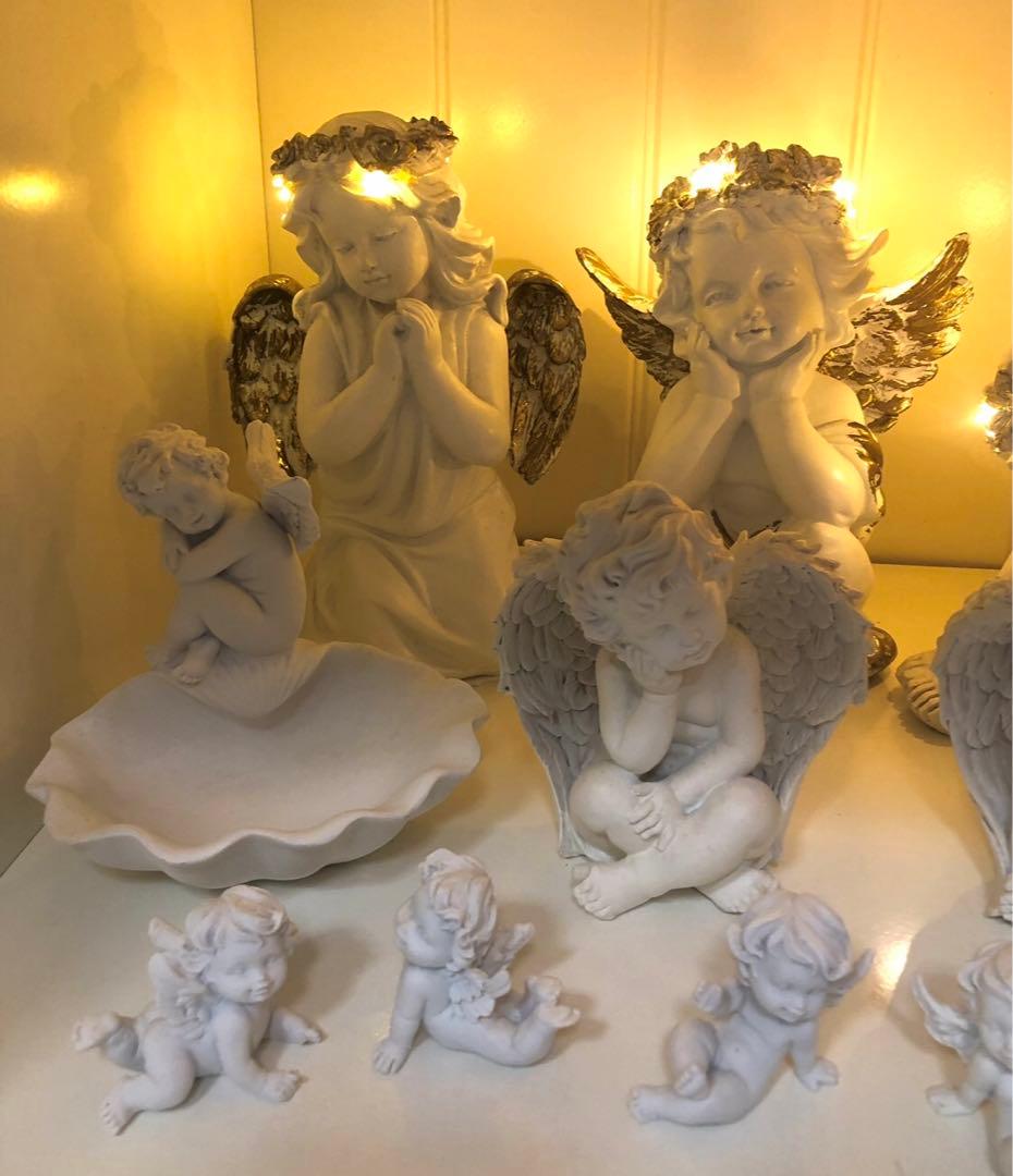 光る天使 ライト付き他、画像の11点セット 置物 オーナメント エンジェル