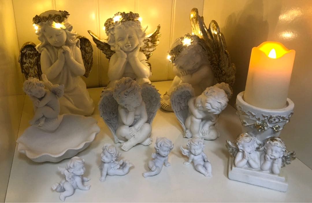 光る天使 ライト付き他、画像の11点セット 置物 オーナメント エンジェル