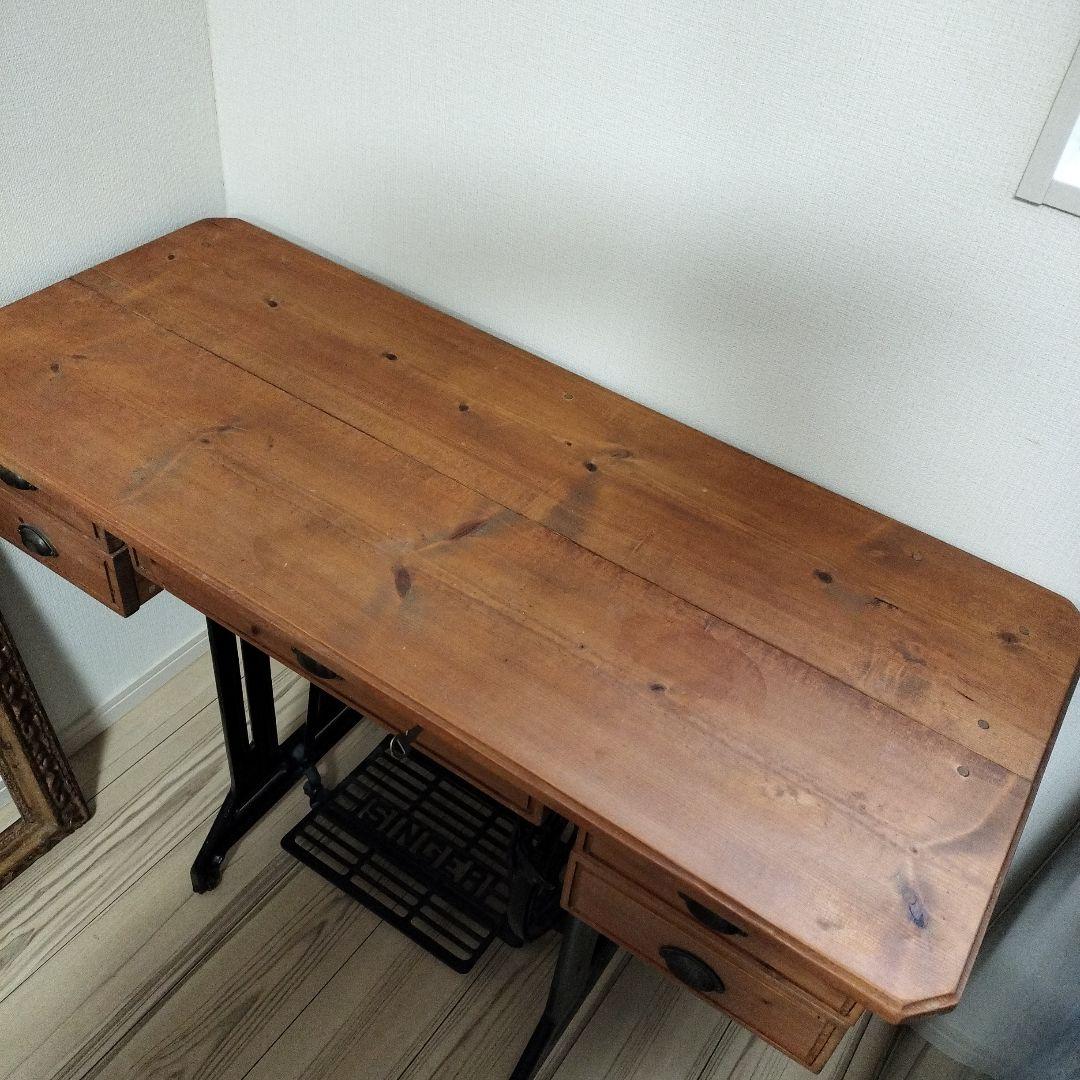 古いミシンSINGERリメイク 木製デスク クラシックスタイル 古い家具