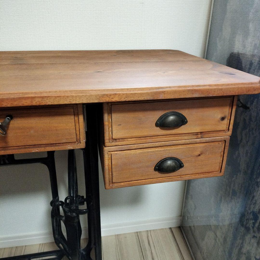 古いミシンSINGERリメイク 木製デスク クラシックスタイル 古い家具