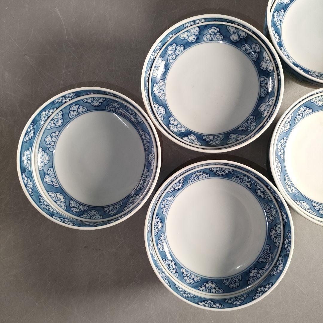 A1352-1/有田焼/源右衛門窯/染錦瑞雲草花紋向付5客/共箱/蓋碗/懐石道具