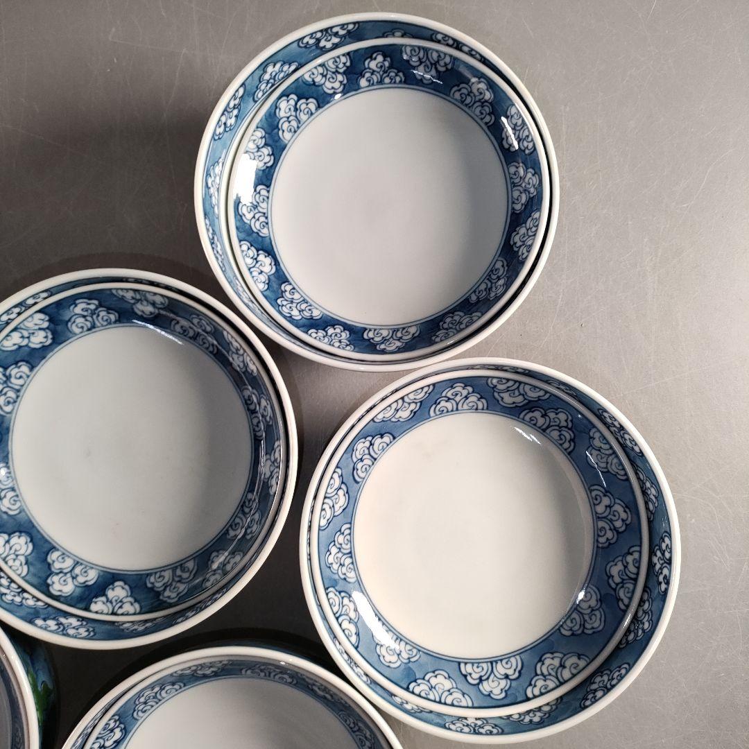 A1352-1/有田焼/源右衛門窯/染錦瑞雲草花紋向付5客/共箱/蓋碗/懐石道具