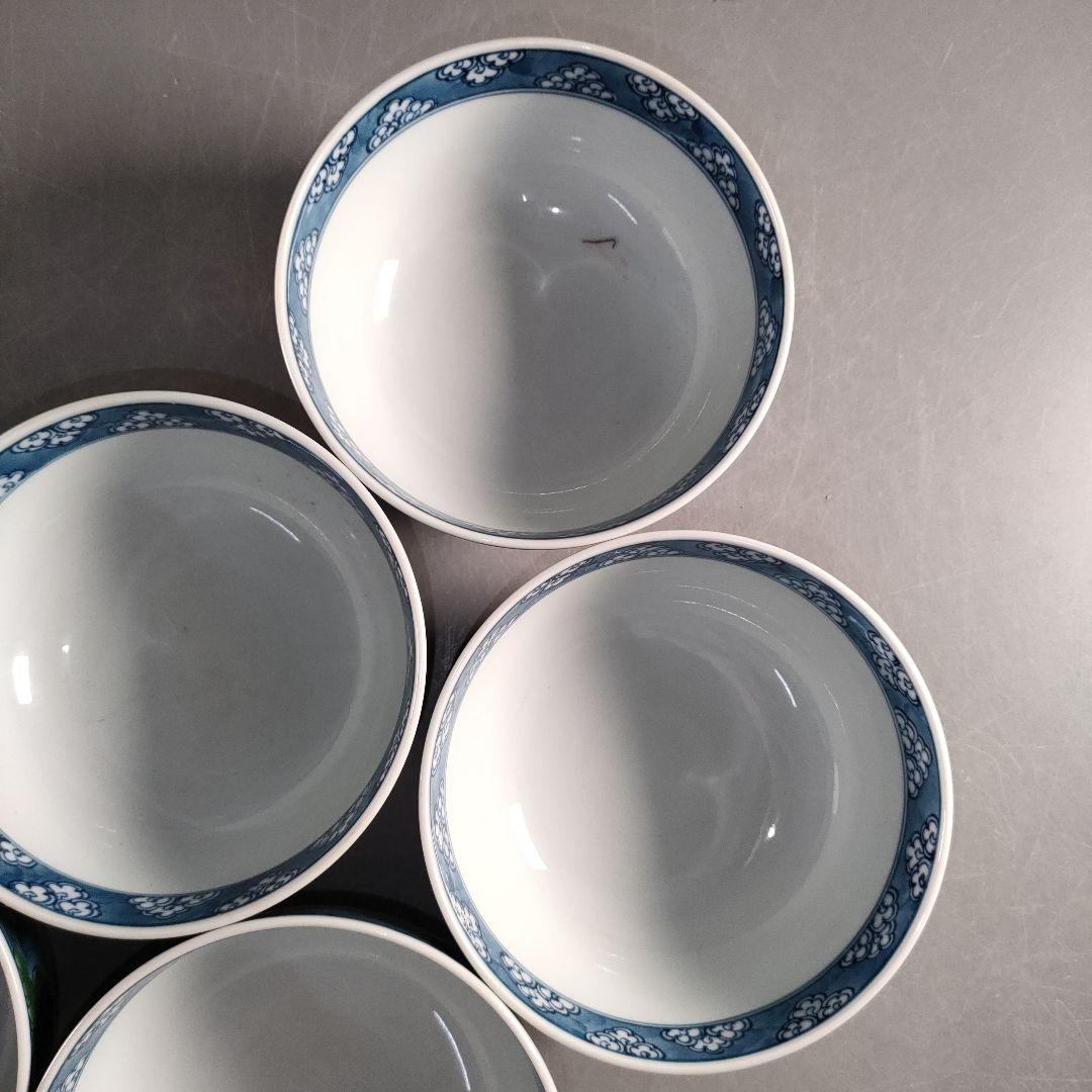 A1352-1/有田焼/源右衛門窯/染錦瑞雲草花紋向付5客/共箱/蓋碗/懐石道具