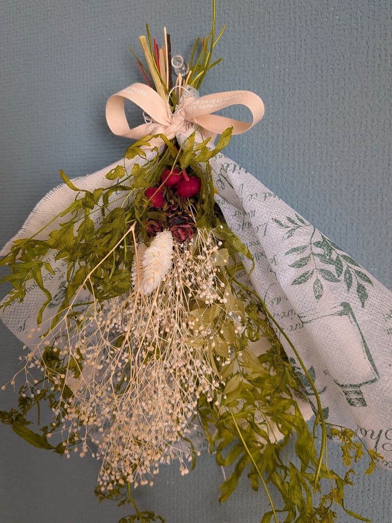 商談中　プリザーブドフラワーアレンジNo.208　ナチュラルスワッグ3点セット