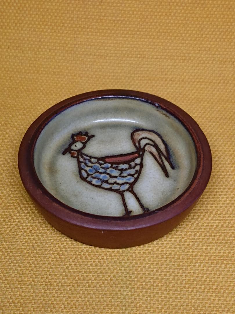 【美品】小皿　ニワトリ　陶器　置物　インテリア　工芸品　美術品　B110