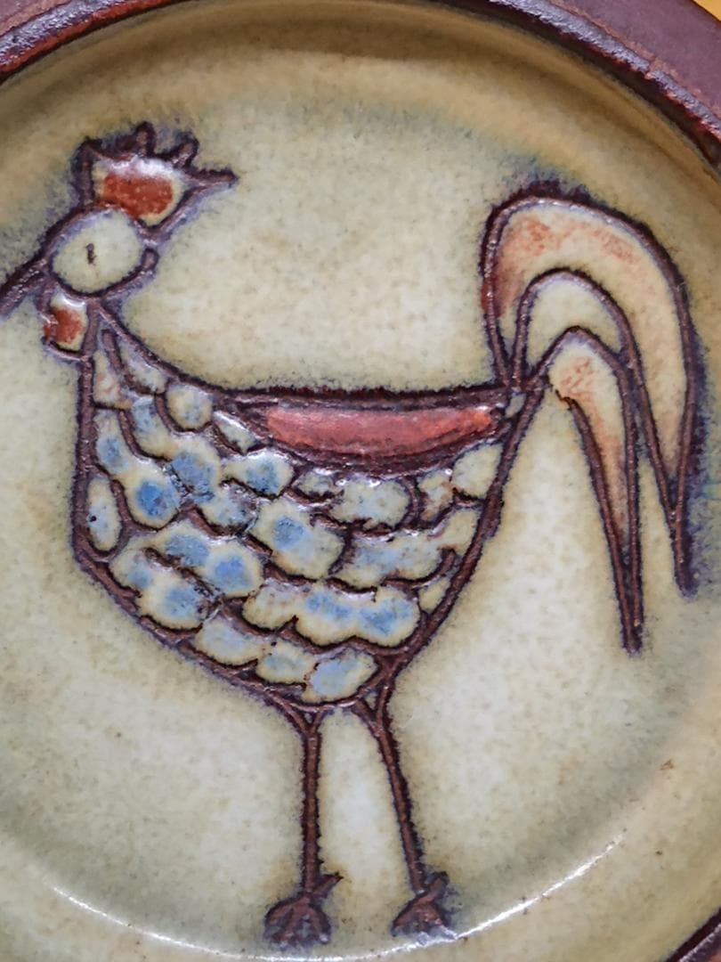 【美品】小皿　ニワトリ　陶器　置物　インテリア　工芸品　美術品　B110